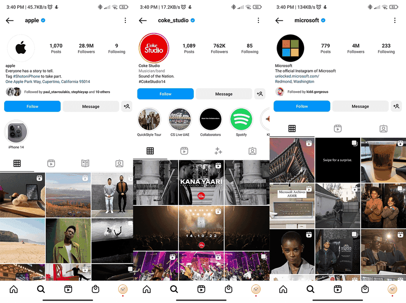 The blue check means Instagram has confirmed the account is authentic.